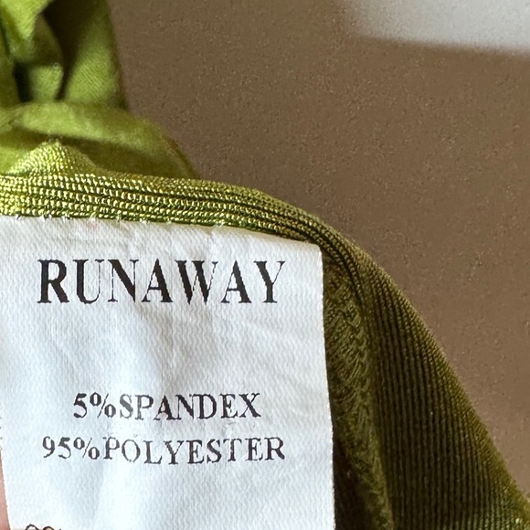 Runaway Claudia Mini Collared Button Front Waist Cut Out Grass Green Dress 6 - Picture 15 of 16